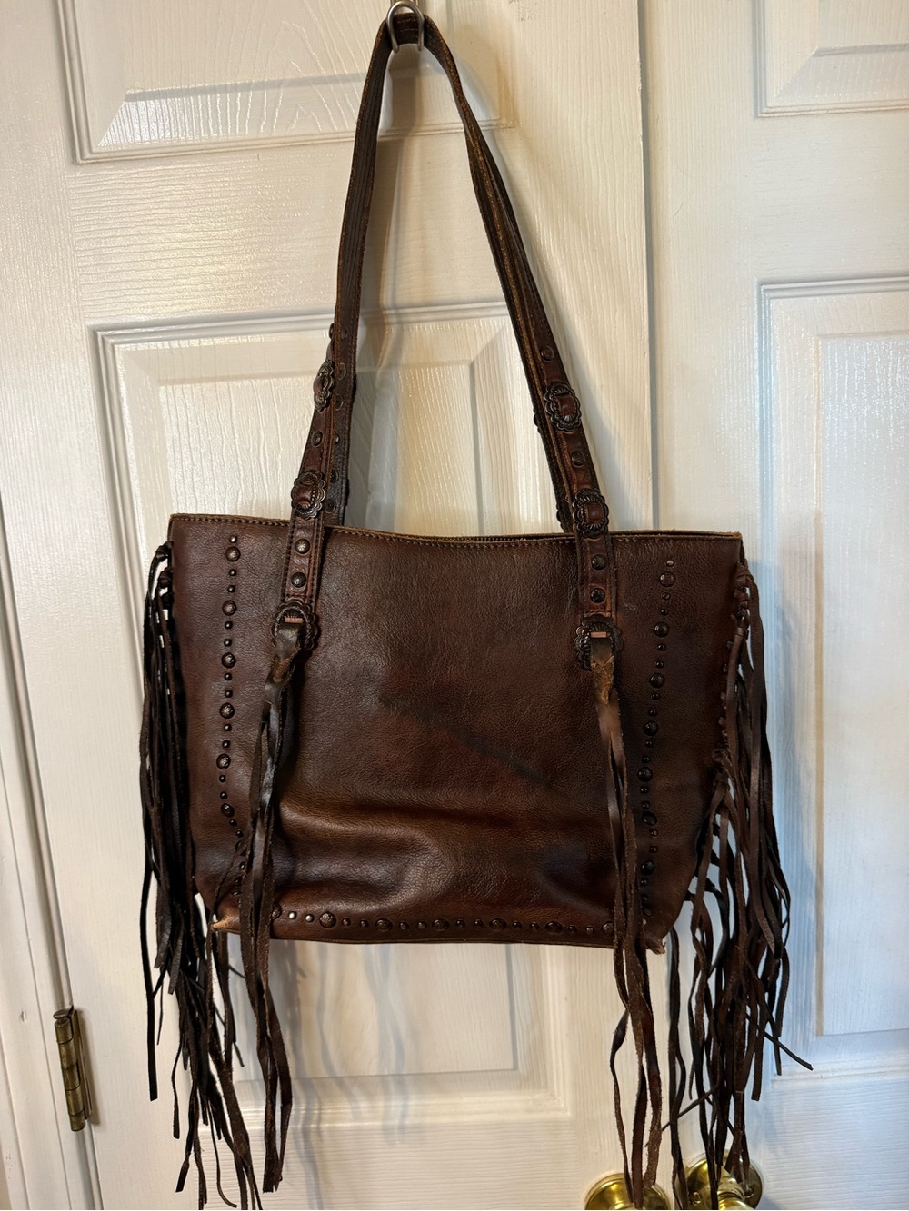 Montana West Dark Brown Leather Fringe Shoulder Bag Conceal Carry